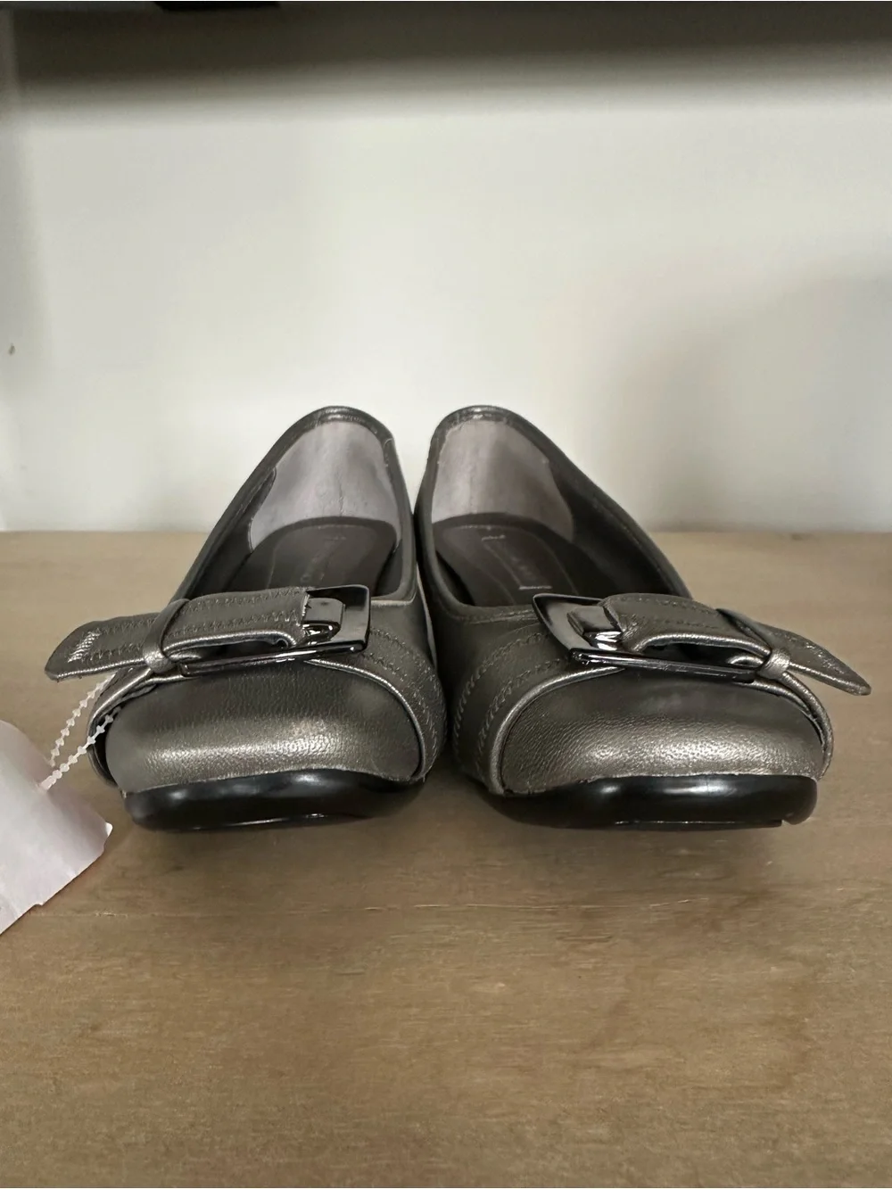 Bandolino Metallic Silver Buckle Slip-On Flats